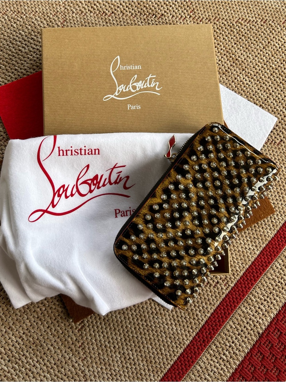 CHRISTIAN LOUBOUTIN Authentic Long Leopard Print Wallet